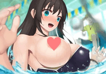 プールで水着のヒモが破けちゃった女の子