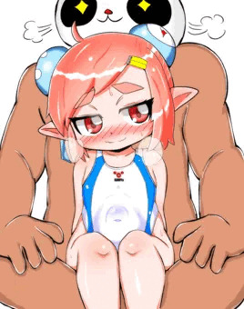 パンダさんのお膝に座るお団子ちゃん