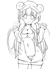 金髪巨乳ツインテール白スク熊耳フード２