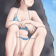 岩陰でおしっこ