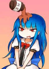 天子ちゃんの頭に桃蜜をかけて遊ぶ