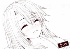 巫女服のクロエちゃんと　線画