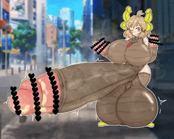 キンタマスーツ+チンポ武装をつけたふたなり響ちゃん。