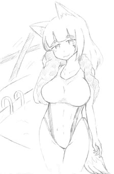 オリジナルケモ耳っ子の競泳水着