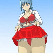 スカートたくしあげ