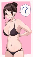 水着の紐を上手く結べない子