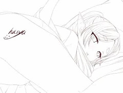 巫女服フリーレンを後ろから餅つき　線画
