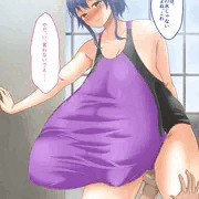 競泳水着の超乳人妻に手マン