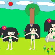 葉っぱとお花畑