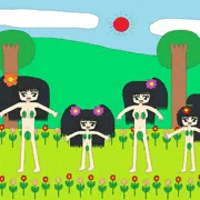 葉っぱとお花畑