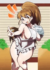 エプロンで接客するぽぷら