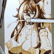 生落書き猫小夜くろえにぶっかけ