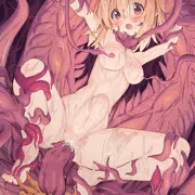 脱走した触手生物に襲われた女の子