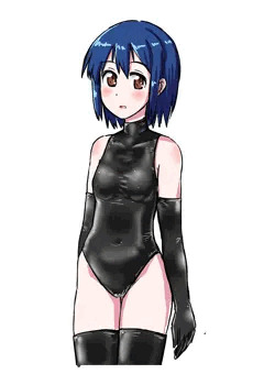 ハイネックラバーレオタード娘
