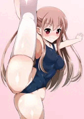 スク水＆ニーソでY字バランスする憧ちゃん