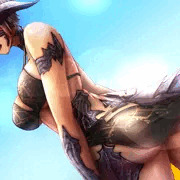 アウラ族（FF14）の冒険者VS砂漠オナホワーム（苗床化）