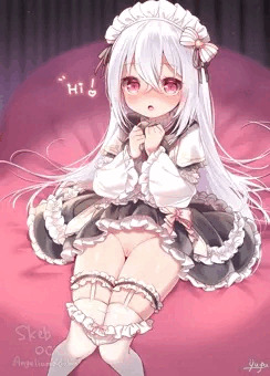 【差分５枚】ふわふわ銀髪少女がたくし上げておねだりしてくる♥