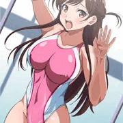 水原千鶴をピンク競泳水着でうしろから・・・