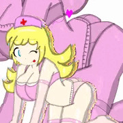 下着姿のピンクナースとブルーナースのセクシー四つん這い🩷