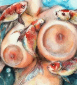 乳と金魚を水槽に詰める