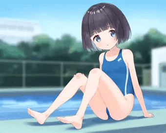 座り競泳水着ちゃん