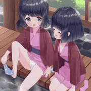 足湯パンチラ&胸チラ