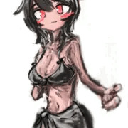 黒髪赤目水着娘