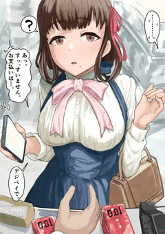 彼氏とデートの前に買い物する清楚な女の子。