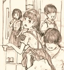 休み時間校庭でおもらししたので玄関でオムツ替えされるJS５ちゃん