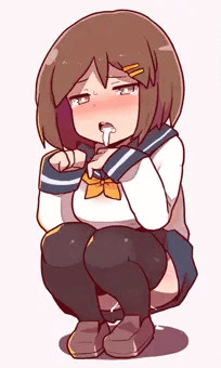 口から精液を垂らす女の子