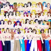 トップレスズボンファイター女子集合絵