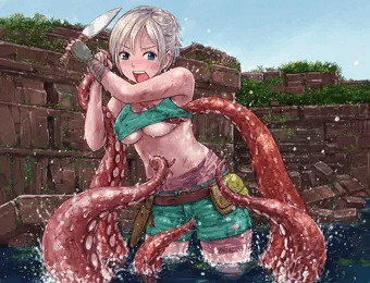 タコに襲われる探検家