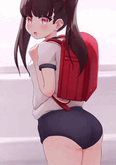 ブルマ姿の吊りスカート少女