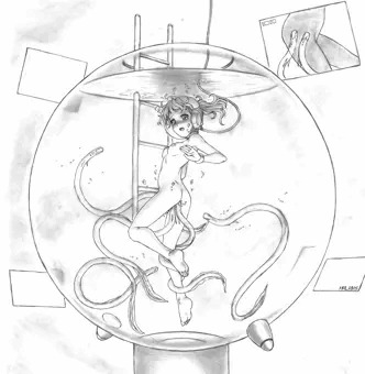 魚と戯れる少女