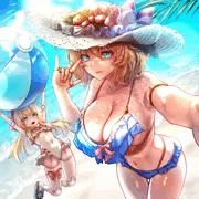 水着アリスと上海人形（暑中見舞い）