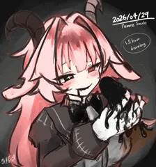 例のピンク色の子