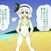 報告の通りビーチに悪い集団を懲らしめに来た妖夢ちゃん