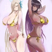 アスナ＆カリン　金色ビキニ