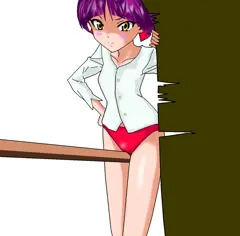 猫娘にほうき棒