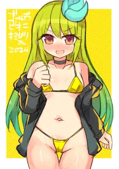 金色ビキニのキミドリさんとラブラブえっちシチュ