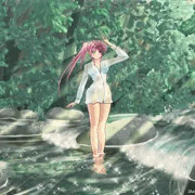 森の小川で水浴びしてる美少女
