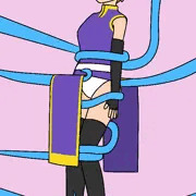 触手と女性