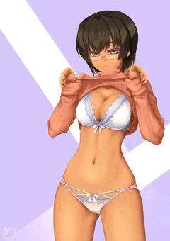 たてセタ褐色メガネ下着娘さん