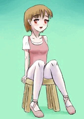 低い椅子に座ったバレエ少女