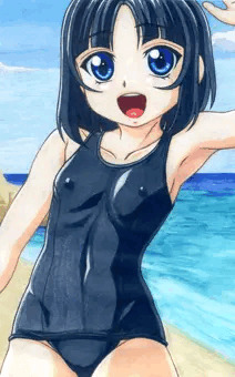 スク水少女と海にて