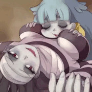 たえちゃんを枕におやすみリリィちゃん