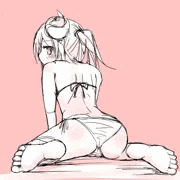 水着おすわりキミドリさん