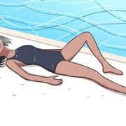 プールで息切れの娘
