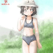動きやすいインナーを装着するかばんちゃん