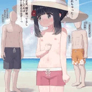 ビキニが流されてしまったので男の子のフリで乗り切る子
